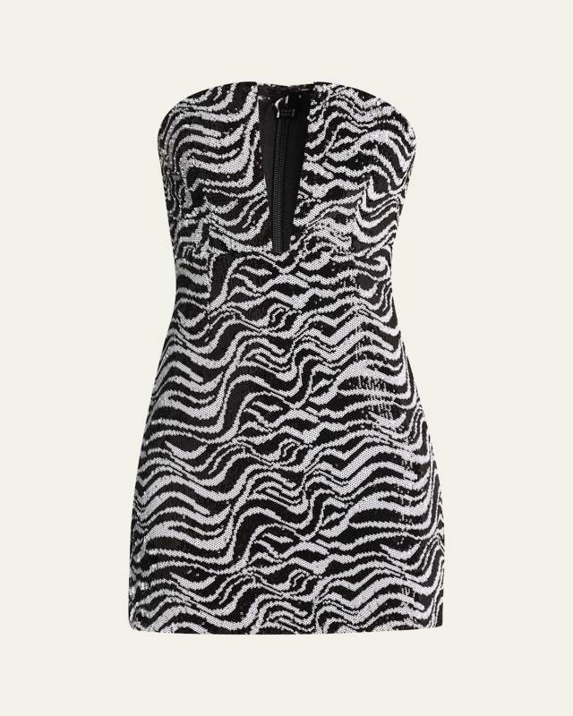 Caitrin Strapless Plunge Sequin Mini Dress